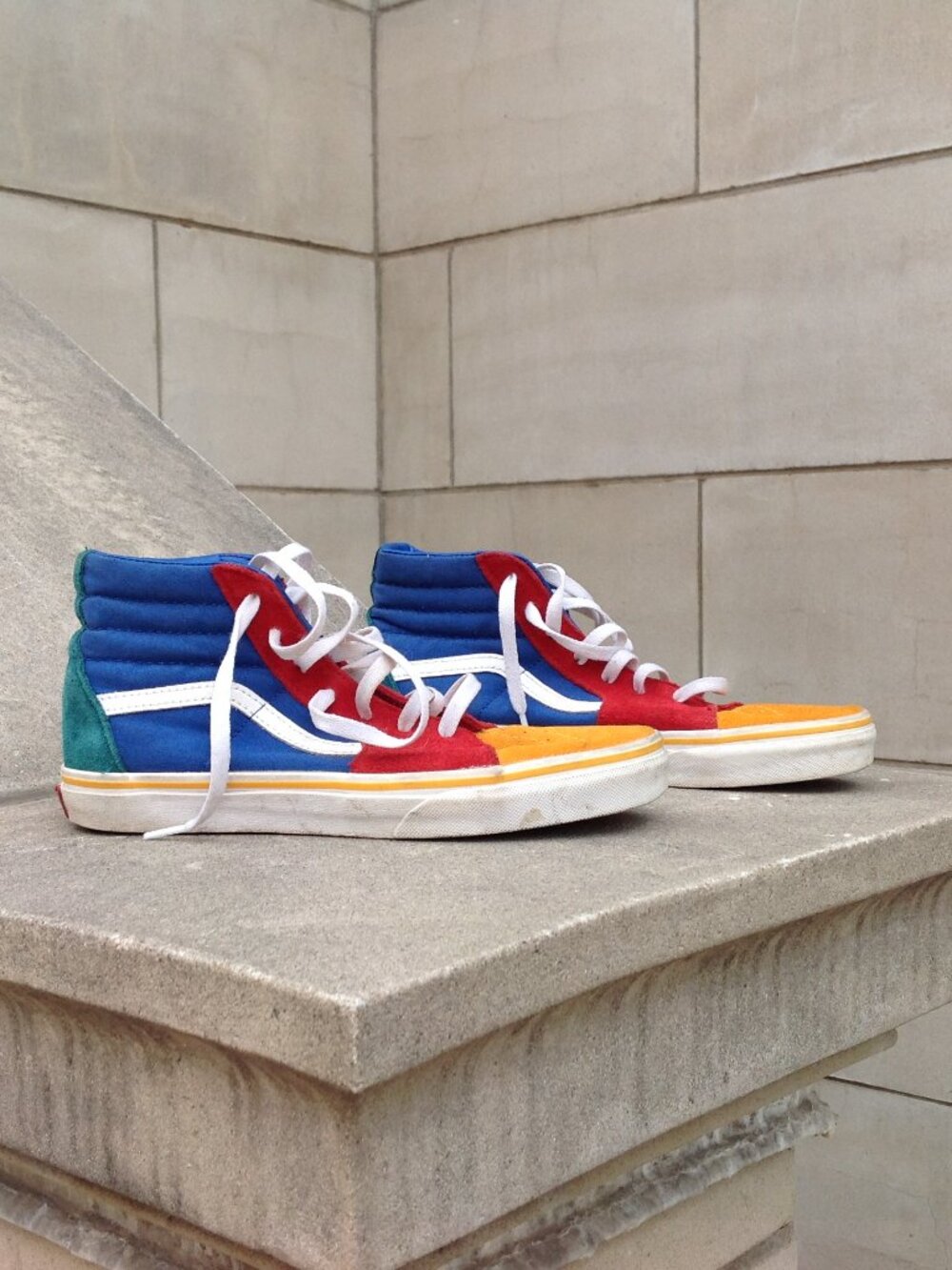 Vans Kids Sk8-Hi Vans Multi-Color Suede / Canvas Sneaker in Cool Colorblock Sz 6